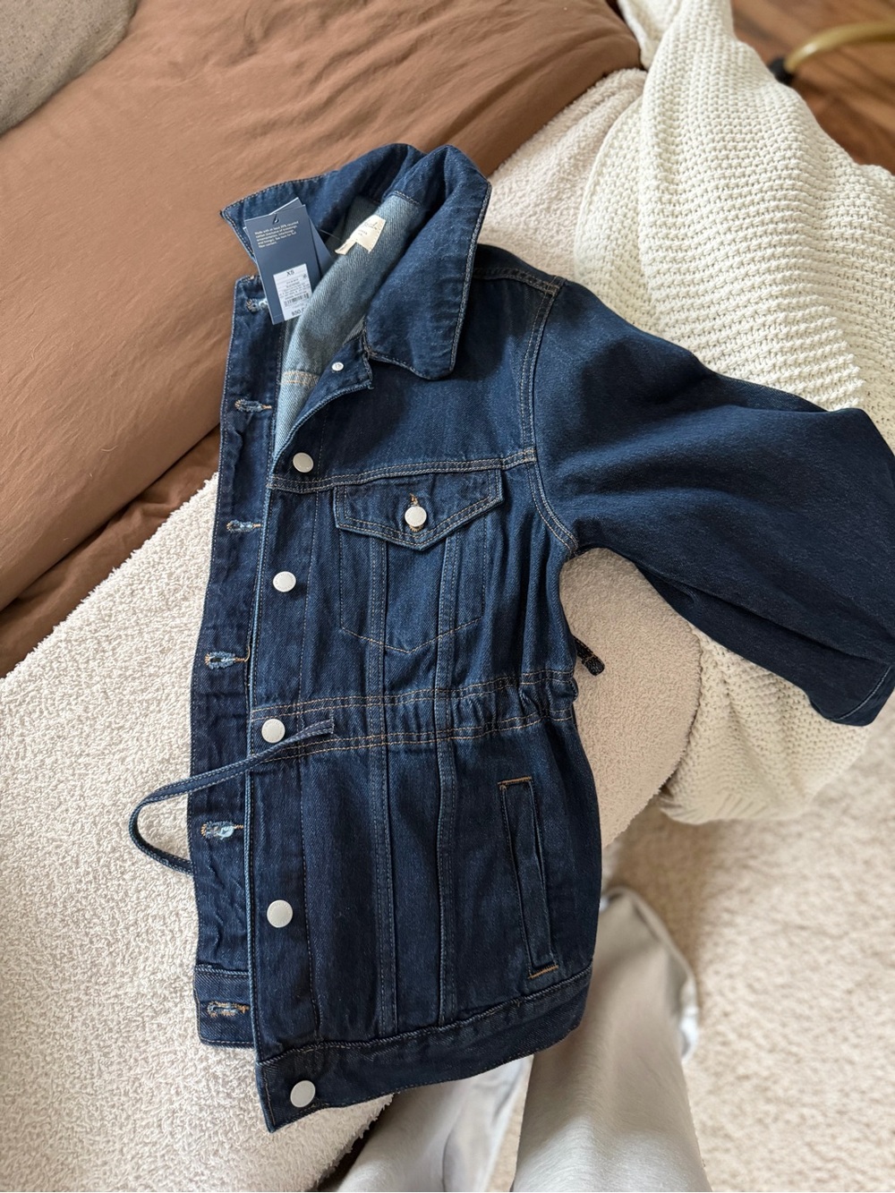 Universal Thread Kids Dark Indigo Denim Jacket with Drawstring